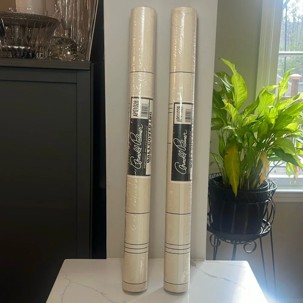 Arnold Palmer Eisenhart Wallpaper Cream: Brown/Green Stripe AP01028 2 Dbl Rolls